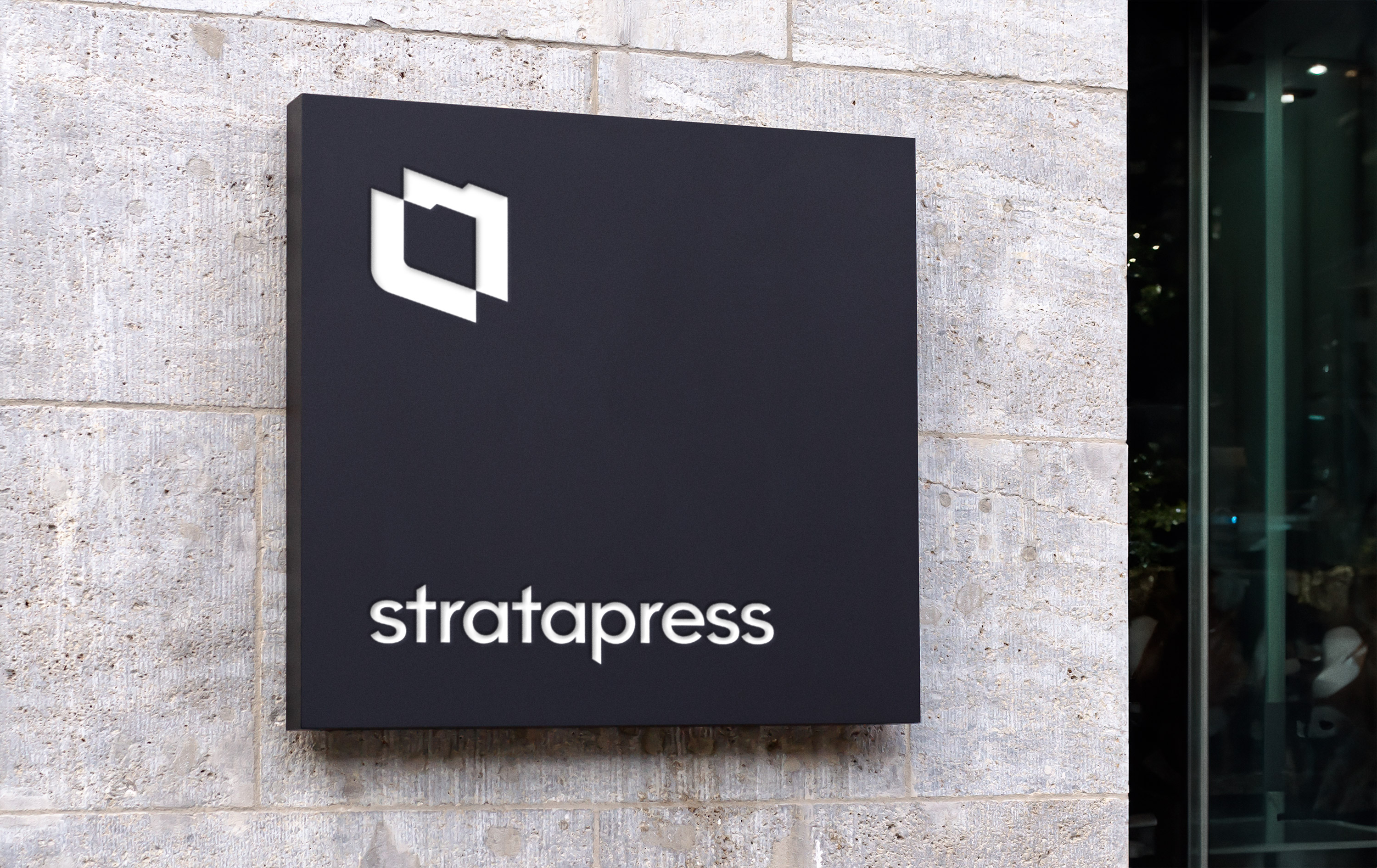 stratapress signage branding design studiothink